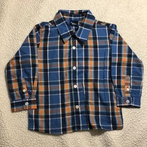 Blue & Orange Plaid Button-Up Shirt